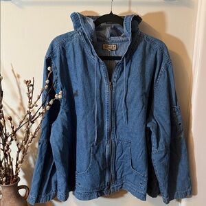 Khaki Blue Women's Denim Hoodie Jacket